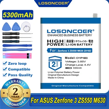 100% ASUS Zenfone uchun Original LOSONCOER 5300mah C11P1603 batareya 3 Deluxe ZS570KL 5.7 inch Z016D M630
