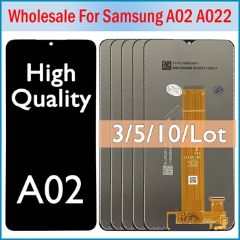 3/5/10 Samsung A02 A022F A022 SM-A022f LCD displey uchun ramka sensorli ekranli Digitizer yig'ish zaxira qismlari bilan