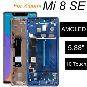 5.88 Xiaomi mi 8 SE MI8 SE uchun original AMOLED LCD displeyli sensorli ekran, ramka Raqamlashtirgichni yig'ish bilan almashtiriladi