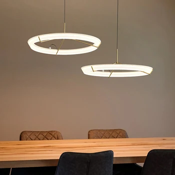 Art Design LED marjonlarni nuri 3000k 35/55/75cm Ring Oltin qora metall oq akril chiroq restoran ofis mehmonxona yotoq xonasi uchun