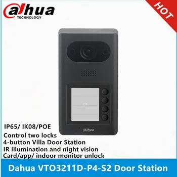 Dahua doorbell 4 tugmachali Villa eshik stantsiyasi VTO3211D-P4-S2 ilova standarti orqali ikki tomonlama audio va ovozli qo'ng'iroq PoE ikkita qulfni boshqarish
