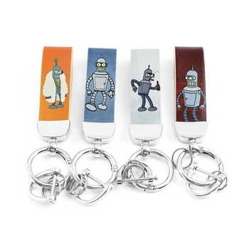 Disney komediya Anime Futurama Keychain yoqimli Robot bosilgan marjonlarni xalta aksessuarlari uchun metall ochiladigan kalit ushlagichi