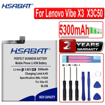 HSABAT BL258 5300mah Lenovo Lemeng X3 C50 C70 Vibe X3 X3c50 X3c70 X3a40 uchun yuqori quvvatli batareya