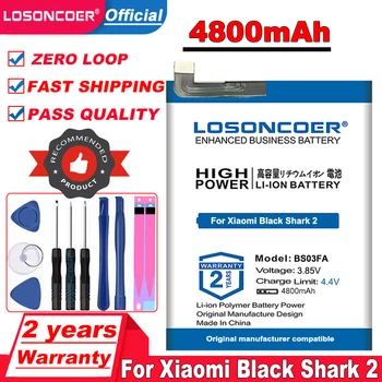 LOSONCOER Top Marka 100% Xiaomi Black Shark uchun yangi 4800mah Bs03fa BSO3FA batareya 2 Shark2 batareyalar