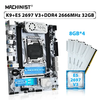 MACHINIST X99 K9 anakart majmui LGA 2011-3 Kit Xeon E5 2697 V3 protsessor CPU 32GB=4pcs*8GB 2666MHZ DDR4 RAM Xotira NVMe 3.0 SSD