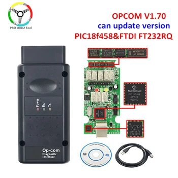 Opel avtomobil diagnostikasi skaneri uchun pic1.70f18 FTDI chipi bilan OPCOM V458 yangi yangilanishi Opcom V1.95 versiyasi
