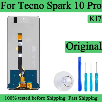 Tecno Spark uchun KI7 100% sinov Premium Lcd 10 Pro displey sensorli ekran digitizer panel Assambleyasi LCD ekran ramka bilan