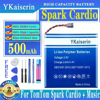 TomTom uchun YKaiserin 332824 500mah Spark Cardio + musiqa / TomTom Spark uchun 3 Spark3 Cardio GPS tomosha Acumu batareya Batteria